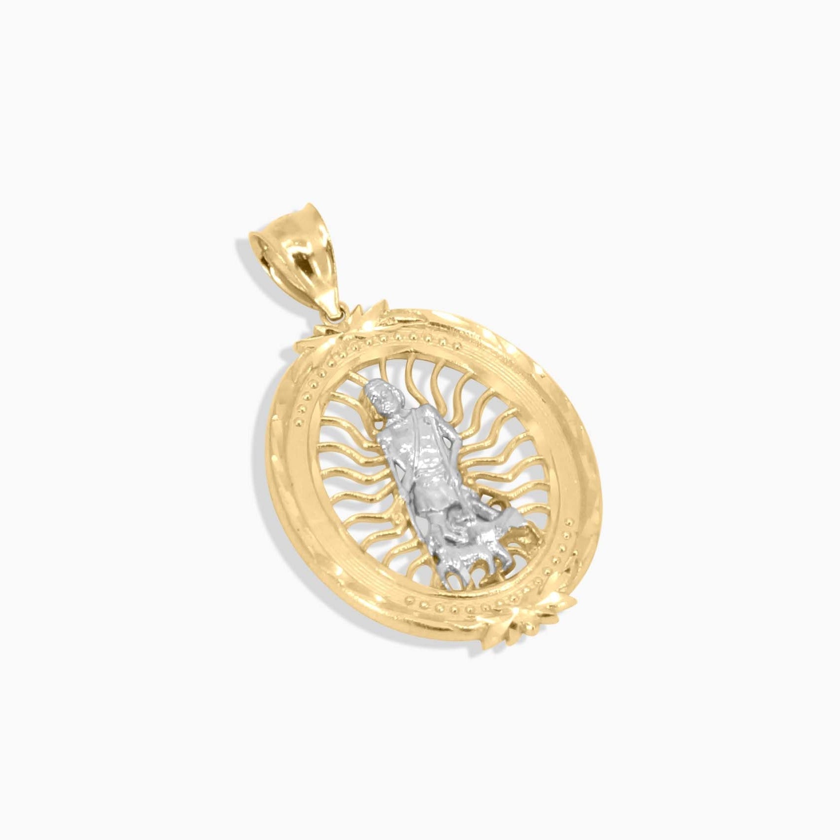 Pendants 10K Two-Tone Oval Saint Pendant Pochy Jewelry in Miami