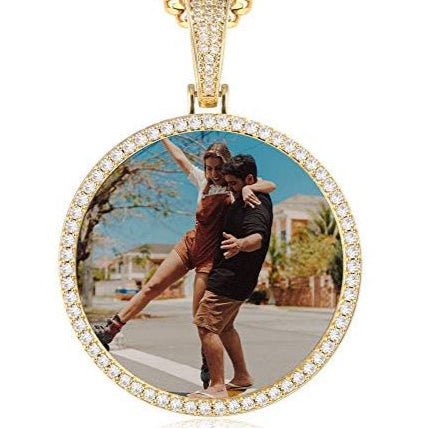 Gold Circle Medallion –Memory Pendant with Stone Frame in 10k - Pendants - Laurita Jewelry